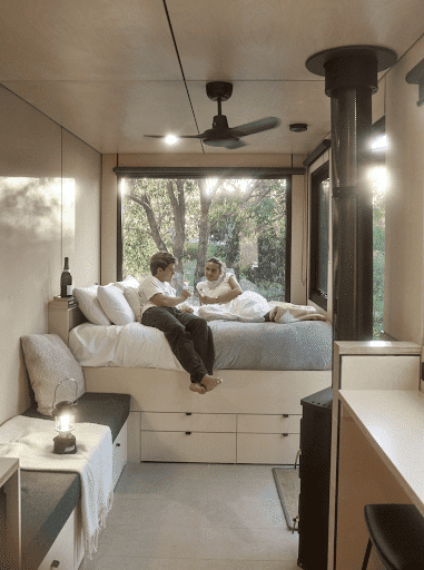 Young couple on an Adelaide Hills staycation in a private CABN boutique accommodation